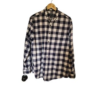 Club Room Men's Blue Tartan Plaid  Classic Fit Button Down Shirt  Size XL